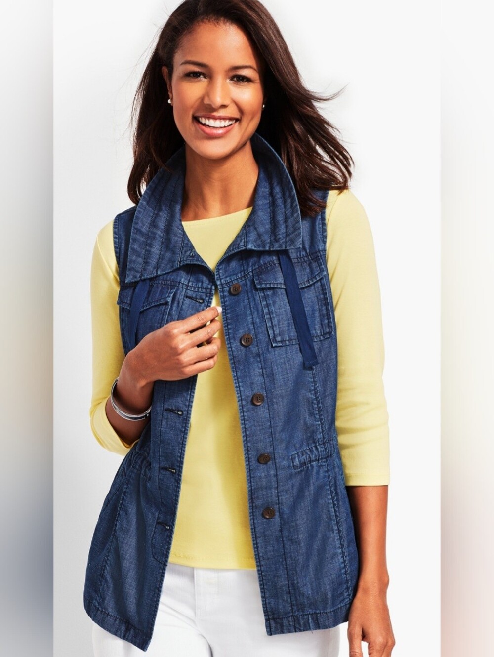 NWT Talbots Indigo Denim Utility Vest Size 1X